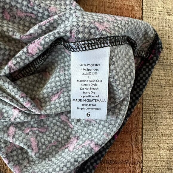 Lularoe Girls Mae Dress Size 6 Black/Pink Geometric Print Polyester/Spandex - Picture 5 of 6